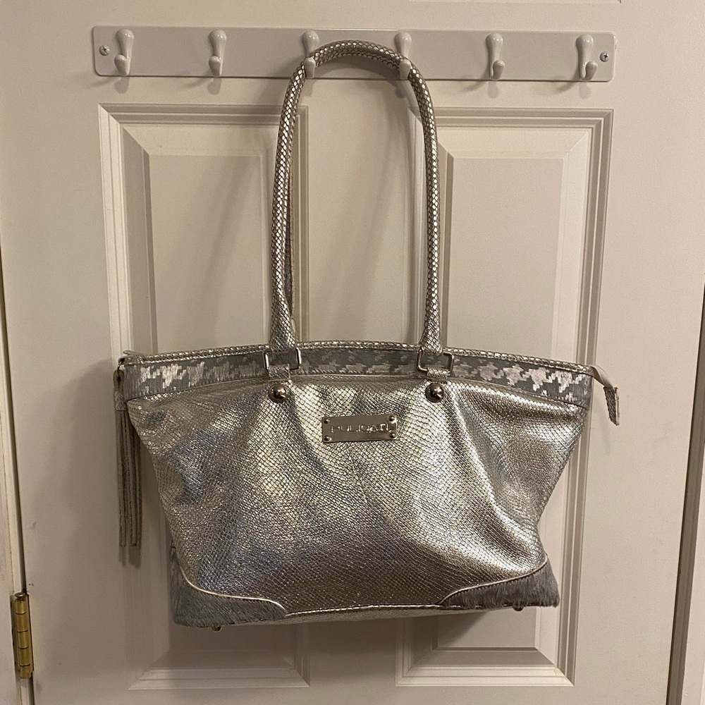 Pulicati leather Silver Tote Bag